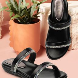 ELLE Embellished Open Toe Flats-40