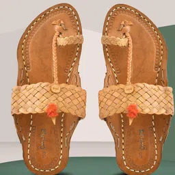 OLIVE MIST Men Tan Ethnic Leather Comfort Sandals-image-32