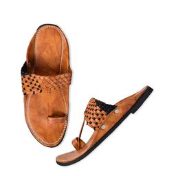 Aristitch Men Tan Leather Comfort Sandals-image-82