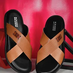 HERE&NOW Men Textured Open Toe Comfort Sandals-8