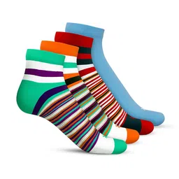 TalkingSox Unisex Pack Of 4 Striped Soft Ankle-Length Socks-picture-23