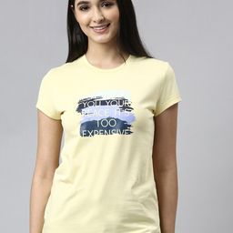 Enamor Women Yellow Printed Cotton Lounge Tshirt-image-60