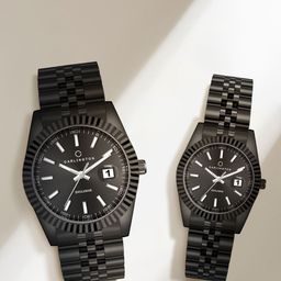 CARLINGTON Unisex Embellished Dial & Stainless Steel Bracelet Style Straps Analogue Watch 8811 Black Men +-24