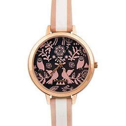 TEAL BY CHUMBAK Women Black Brass Printed Dial & White Leather Bracelet Style Straps Analogue Watch-55