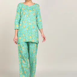 VAHSON Floral Printed Pure Cotton Kurti With Trousers-picture-14