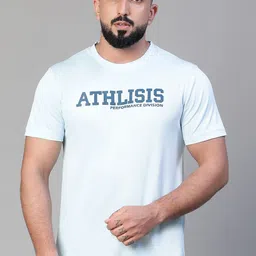 ATHLISIS Typography Printed Dri-FIT Slim Fit Sports T-shirt-image-7