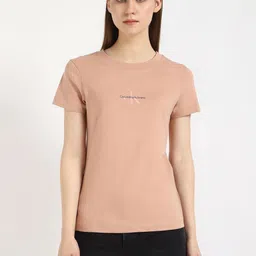 Calvin Klein Jeans Women Brand Logo Printed Round Neck Cotton Slim Fit T-shirt-picture-55