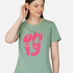 BASE 41 Women Green Printed T-shirt-image-98
