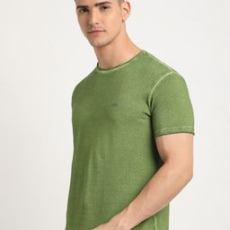 THE BEAR HOUSE Self Design Round Neck Short Sleeves Slim Fit Cotton T-shirt-55