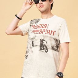 SF JEANS by Pantaloons Round Neck Typography Printed Cotton Slim Fit T-shirt-image-92