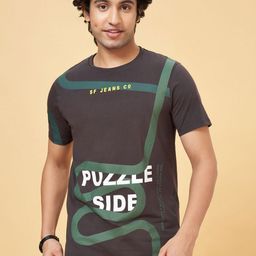 SF JEANS by Pantaloons Men Printed Round Neck Cotton Slim Fit Tshirt-image-132