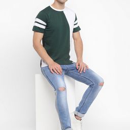 Bukkl Colourblocked Round Neck Cotton Slim Fit T-shirt-image-95