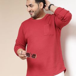 Rigo Men Plus Size Solid Knit Round Neck Pocket Cotton Slim Fit T-shirt-picture-17