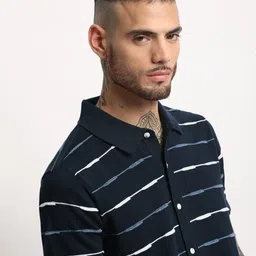 THE BEAR HOUSE Striped Polo Collar Pure Cotton Slim Fit T-shirt-image-11