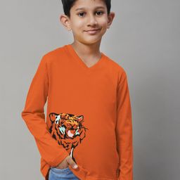 Friskers Boys Graphic Printed V-Neck Bio Wash Slim Fit Pure Cotton Sports T-shirt-image-50