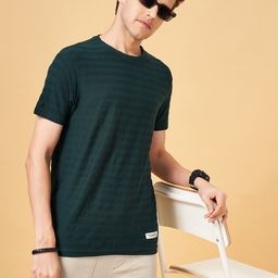 People Green Round Neck Slim Fit T-shirt-image-69