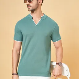 BYFORD by Pantaloons Men Mandarin Neck Cotton  Slim Fit T-shirt-picture-2