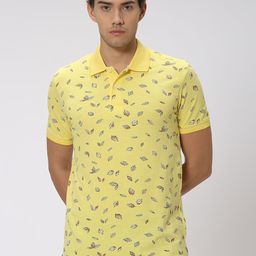 Mufti Printed Polo Collar Slim Fit Pure Cotton T-shirt-picture-39