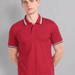 AD By Arvind Micro Ditsy Printed Polo Collar Short Sleeves Cotton Slim Fit T-shirt-image-75