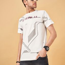 SF JEANS by Pantaloons Typography Printed Cotton Slim Fit T-shirt-image-76