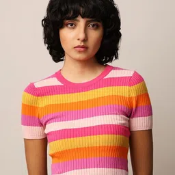 ONLY Women Striped Extended Sleeves Pockets Slim Fit T-shirt-image-36