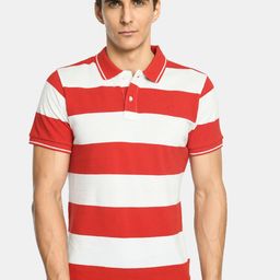 SQUIREHOOD Colourblocked Polo Collar Cotton Slim Fit T-shirt-image-96