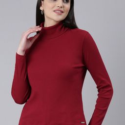 TWIN BIRDS Turtle Neck Ribbed T-shirt-image-98