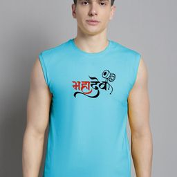FBAR Typography Printed Sleeveless Slim Fit Pure Cotton T-shirt-image-88