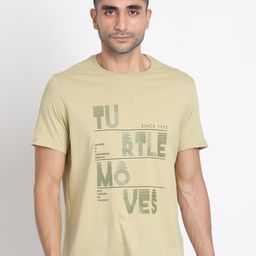 Turtle Typography Printed Cotton Slim Fit T-Shirt-image-20