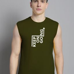 Friskers Typography Printed Sleeveless Slim Fit Pure Cotton T-shirt-image-78