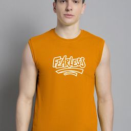 FBAR Typography Printed Sleeveless Slim Fit Pure Cotton T-shirt-image-75