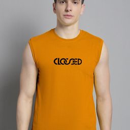 FBAR Typography Printed Sleeveless Slim Fit Pure Cotton T-shirt-image-84