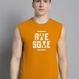 FBAR Typography Printed Sleeveless Slim Fit Pure Cotton T-shirt-image-66
