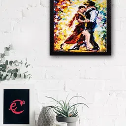 eCraftIndia Yellow & Red Loving Couple Satin Matt Texture UV Wall Art-picture-55