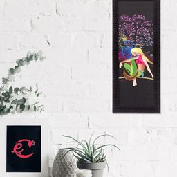 eCraftIndia Grey & Pink Abstract Colorful Woman Pose Satin Matt Texture UV Wall Art-18