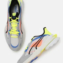 Puma Unisex Grey & Yellow Colourblocked PWRFRAME OP-1 Abstract Trainers Sneakers-image-8