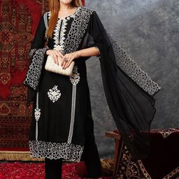 Anni Designer Floral Embroidered Thread Work Kurta With Trousers & Dupatta-image-64