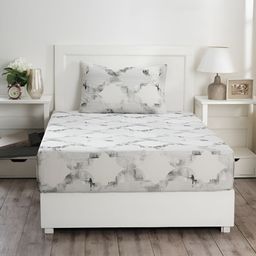MASPAR Enchanted Harmony Grey Printed 300 TC Cotton Single Bedsheet & 1 Pillow Cover-image-19