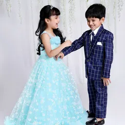 KID1 Boys Checked 4-Piece Single-Breasted Partywear Suit-image-44