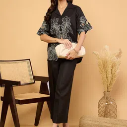 Uptownie Linen Embroidered Cutwork Co-ord Set-picture-41
