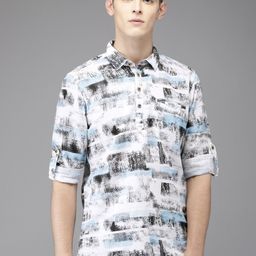 The Indian Garage Co Men Blue & White Printed Straight Kurta-picture-19