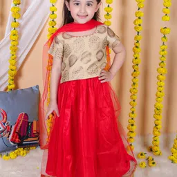 BownBee Girls Woven Design Ready To Wear Lehenga & Blouse With Dupatta-picture-51