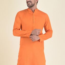DEYANN Men Orange Jacquard Kurta-picture-33