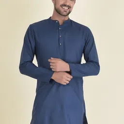 DEYANN Men Navy Blue Woven Design  Kurta-picture-38
