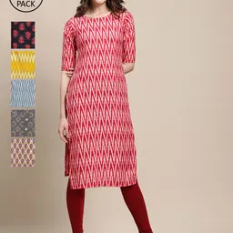 KALINI Women Printed Crepe Kurta Pack of 6-image-92