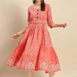 Rangita Floral Printed Round Neck Tie-Ups Cotton Anarkali Kurta-picture-54