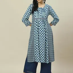 Rangriti Round Neck Printed Anarkali Kurta-36