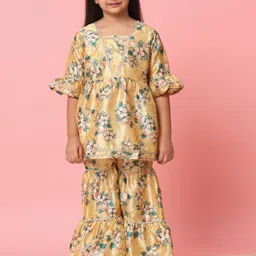 Readiprint Fashions Girls Floral Printed Gotta Patti A-Line Kurta With Sharara-picture-48