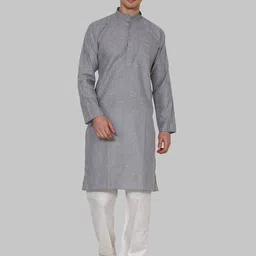 ROYAL KURTA Men Grey & White Kurta with Pyjamas-image-80