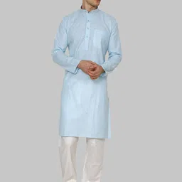 ROYAL KURTA Men Blue Linen Kurta with Pyjamas-43